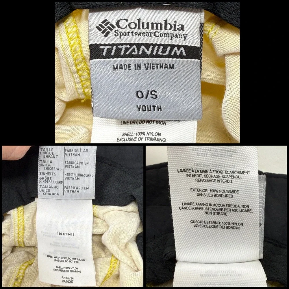 Columbia Titanium Omni-Shade Youth Sun Hat Yellow Adjustable Ripstop CY9413 O/S